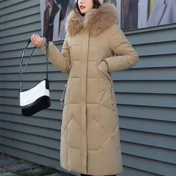 2022 Новая зимняя одежда, пальто, парки, зимняя куртка, женская парка с капюшоном и меховым воротником, толстые теплые женские куртки, студенческие пальто, женская одежда M чёрный