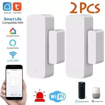 2022 Новинка 1 шт./2 шт. Tuya Smart WIFI дверной магнитный детектор сигнализации, независимый магнитный датчик 1PC белый