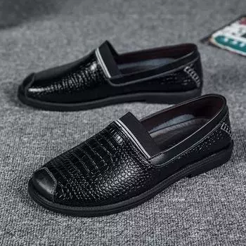 2022 Новинка Мужские Лоферы Модные Кожаные Туфли Крокодиловый Узор Повседневные Мягкие Нескользящие Туфли Для Вождения Мужские Весна Лето Плоские Туфли Мужские 38