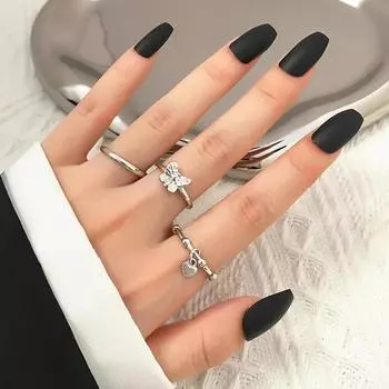 2022 новое модное кольцо-бабочка с кисточкой, костюм-тройка, подходящая комбинация, любовное кольцо, простое и элегантное кольцо серебряный