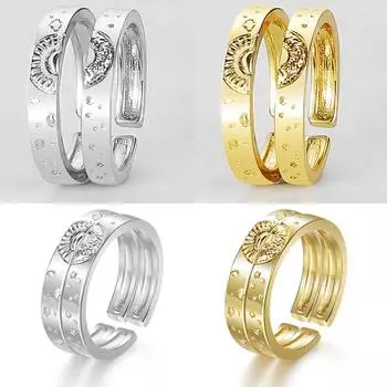 2022 Новое модное открывающееся кольцо из 2 предметов с гравировкой в виде цветка, изысканное ювелирное изделие, комплект из 2 предметов, кольцо для пары, кольцо для девушки, подруги серебряный