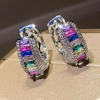 2022 новые цветные серьги-кольца с цирконием, роскошные серебряные серьги-гвоздики для женщин, свадебные модные украшения
