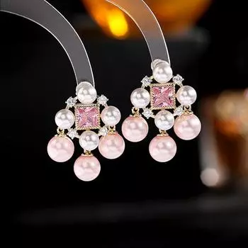 2022 новые модные серьги с пресноводным жемчугом в стиле ретро для женщин, блестящие серьги с фианитом в стиле барокко, висячие серьги из серебра 925 пробы с пресноводным жемчугом белый