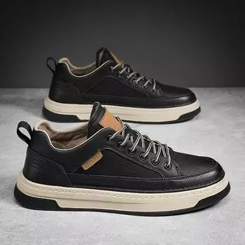 2022 Новые мужские туфли корейской версии, повседневные туфли из кожи с панелями, мужские спортивные туфли с низким верхом и круглым носком, на шнуровке, модные туфли 39