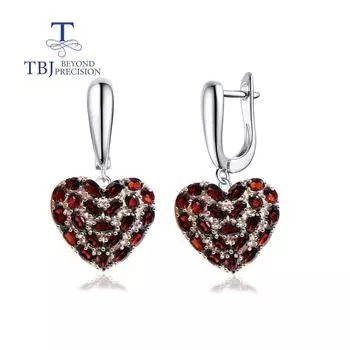 2022 новые роскошные серьги с застежкой из граната с большим сердцем, натуральные драгоценные камни, изысканные ювелирные изделия, серебро 925 пробы, специальный подарок для мамы, жены L красный