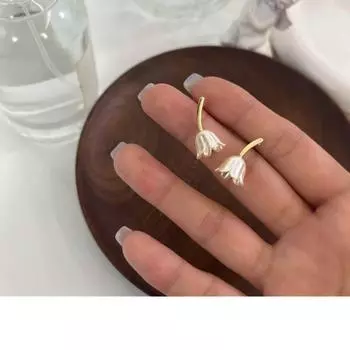 2022 новые серьги-тюльпаны из серебра 925 пробы с игольчатыми цветками, мини-серьги из сплава искусственного жемчуга для женщин, модные украшения (5 шт. бесплатной доставки)