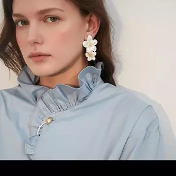 2022 новые трендовые серьги из серебра 925 пробы с игольчатым цветком, простые свадебные серьги невесты для женщин, модные украшения (5 шт. бесплатной доставки)