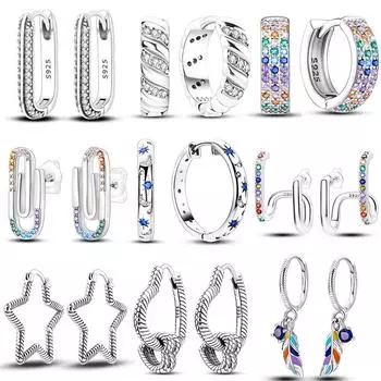 2022 новые трендовые серьги-кольца со сверкающими галактиками, звездами, луной и синим цирконием для женщин и девочек, серебряный цвет, модные роскошные ювелирные изделия