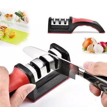 2022 Новый дизайн, кухонный точильный камень, профессиональный точильный камень, трехступенчатый точильный камень, бытовой инструмент красный