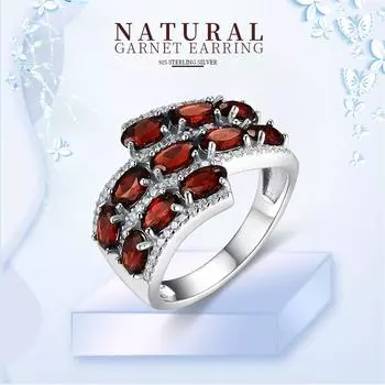 2022 Новый классический дизайн натуральный гранат овальные серьги с драгоценными камнями 3*5 мм стерлингового серебра 925 пробы изысканные ювелирные изделия для женщин us ring size 7# красный