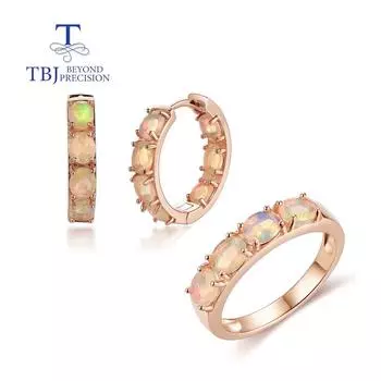 2022 Новый комплект ювелирных изделий из натурального эфиопского опала, стерлингового серебра 925 пробы, изысканные серьги, кольцо для женщин, повседневная одежда, хороший подарок us ring size 7# белый