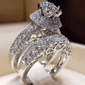 2022 Новый модный женский комплект колец, эффектные ювелирные изделия, современные свадебные обручальные кольца геометрической формы, женские аксессуары 6