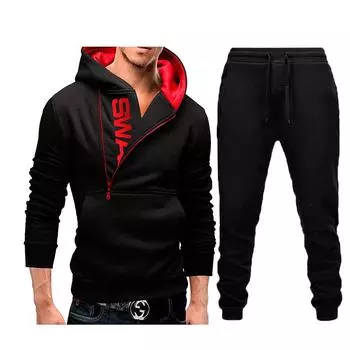 2022 Новый мужской флисовый свитер с капюшоном и боковой молнией контрастного цвета Yasheng M