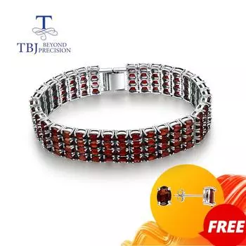 2022 Новый натуральный красный гранат светлый роскошный дизайнерский браслет из стерлингового серебра 925 пробы модный подарок на годовщину вечеринки для женщин подарок 19cm красный