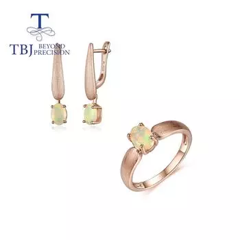 2022 Новый простой натуральный Эфиопский опал овальный 5*7 мм кольцо серьги ювелирный комплект из стерлингового серебра 925 пробы ювелирные изделия us ring size 7# белый