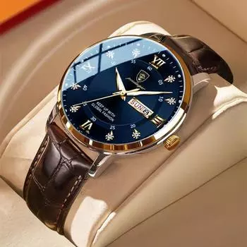 2022 новые трендовые модные роскошные мужские часы, светящиеся водонепроницаемые часы с двойным календарем, ультратонкие кожаные мужские часы с бриллиантами