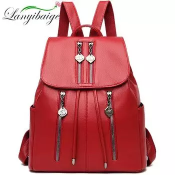 2022 Новый винтажный женский рюкзак для отдыха, женские сумки на плечо, рюкзак высокого качества, кожаная школьная сумка для женщин, дорожные рюкзаки 29cm x 14cm x 31cm чёрный