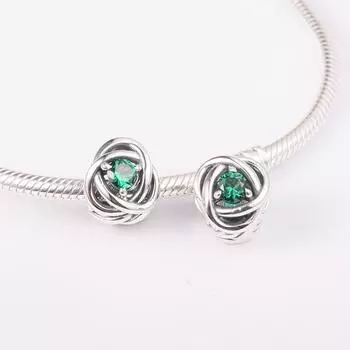 2022 Новый Зеленый Круглый Шарм Стерлингового Серебра 925 Кристаллические Бусины Подходит для Европейских Браслетов Женщин DIY Изготовление Ювелирных Изделий