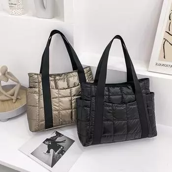 2022 осень и зима, новая мода в стиле ретро, хлопковая сумка с решетчатым пространством, женская сумка-шоппер на одно плечо, дорожная сумка 36x11x30cm