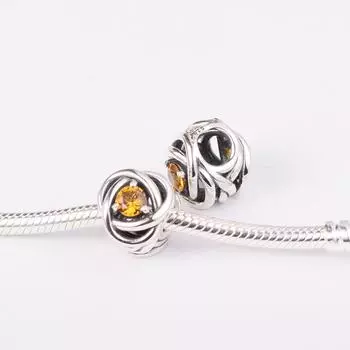 2022 Подарок на День Святого Валентина Стерлингового Серебра 925 Мед Вечности Круг Шарм Хрустальные Бусины Подходит Европейские Браслеты DIY Изготовление Ювелирных Изделий
