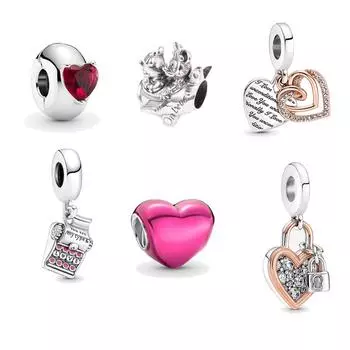 2022 подарок на день Святого Валентина, стерлингового серебра 925 пробы, мышь, сердце, замок, подвеска, подходит для европейских браслетов, сделай сам, стопорные бусины для изготовления ювелирных изделий