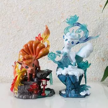 2022 Pokemon Аниме Мультфильм Fire Vulpix / Ice Vulpix Сцена Gk Фигурка Статуя Украшение Комнаты Модель Детские Игрушки Рождественский Подарок 15cm красный