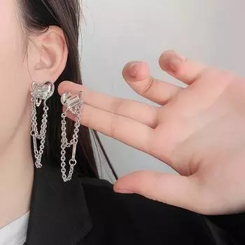 2022 полые длинные серьги «Любовь», женские геометрические креативные серьги с кристаллами и металлической цепочкой, серьги с кисточками, модные украшения, подарки для свадебной вечеринки