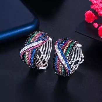 2022 популярные модные ювелирные изделия, креативные многослойные серьги-кольца, микронабор, витые серьги с цирконом для женщин, подарок на свадьбу, банкет