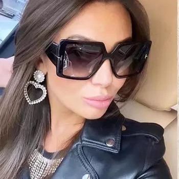 2022 Популярные солнцезащитные очки женские черные большие солнцезащитные очки женские винтажные зеркальные с градиентом женские очки UV400 очки