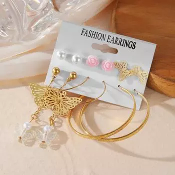 2022 простые модные элегантные ювелирные серьги для девочек, милые серьги-подвески с бабочками, роскошные серьги-подвески с жемчугом розовый