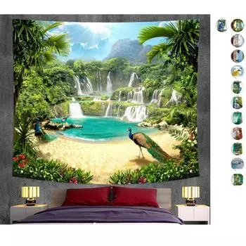 2022 Растения и цветы фэнтезийные сцены украшения дома гобелен Мандала гобелен хиппи богемный декоративный коврик для йоги простыня для спальни 95x73cm чёрный