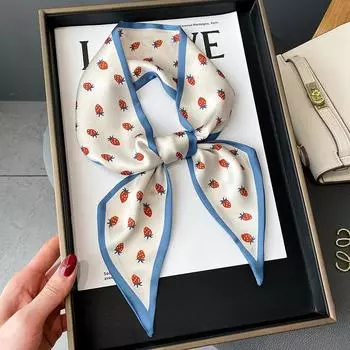 2022 Роскошный шелковый узкий головной убор шарф женский с принтом весенний галстук для волос сумка на руку лента ремень на запястье фуляр повязка на голову 9.5x100cm