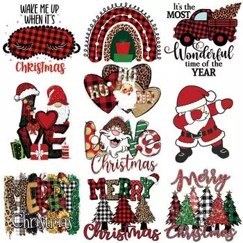 2022 Рождественские термонашивки, толстовки для рукоделия, термопресс, аппликация, наклейки на одежду, сделай сам, Parches Ropa, нашивка, утюг 25x19.2cm