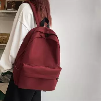 2022 рюкзак женский большой емкости однотонный студенческий рюкзак для ноутбука школьная сумка чёрный