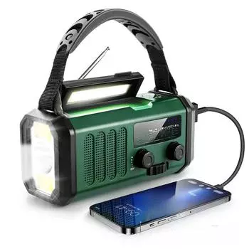 2022 Солнечное ручное радио и фонарик с функцией SOS и подсветкой для чтения null армия зеленый