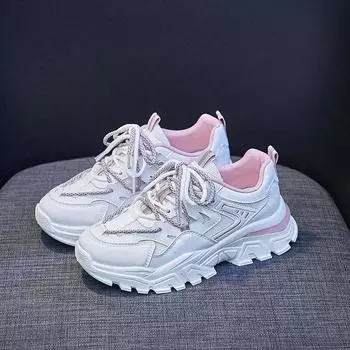 2022 Spring New Fashion Women s Sneakers Breathable Comfortable White Shoes Woman Platform Running Vulcanized Shoes 35 розовый