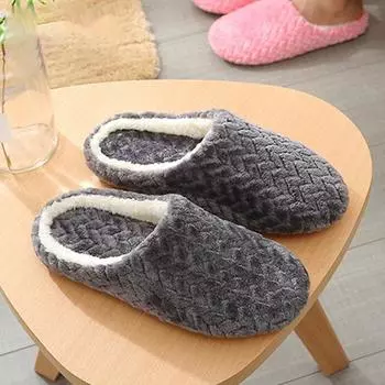 2022 тапочки на мягкой подошве, мужские и женские домашние туфли на плоской подошве, осенне-зимние теплые домашние хлопковые теплые плюшевые шлепанцы для спальни 44-45 красный