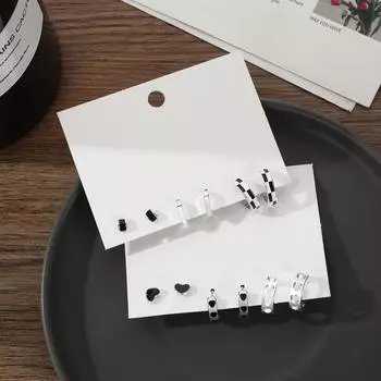 2022 Темперамент Очаровательная Девушка Серьги Любовь Простые Серьги Модные Женские Серьги Комплект Черно-Белые Полые Клетчатые Элегантные Ювелирные Серьги чёрный