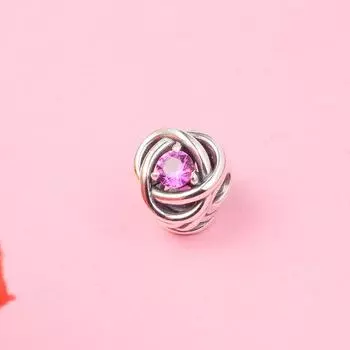2022 Валентина Новый Стерлингового Серебра 925 Розовый Круг Вечности Шарм Хрустальные Бусины Подходит Европейские Браслеты DIY Изготовление Ювелирных Изделий