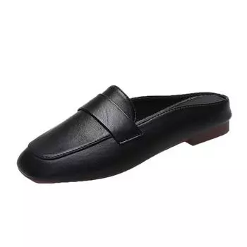 2022 Весна и лето женские тапочки Baotou полутапочки женские мягкие кожаные корейские версии повседневные туфли Muller Baotou 35