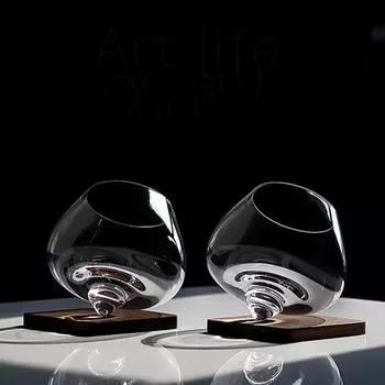 2022 Встряхивающий колпак, гироскоп, вращающийся стакан для виски, конусная основа, опускающаяся качающаяся чашка для вина, ликер, коньяк, хрустальный стакан для виски Martell 2 Pcs Rotating Glass 235ml