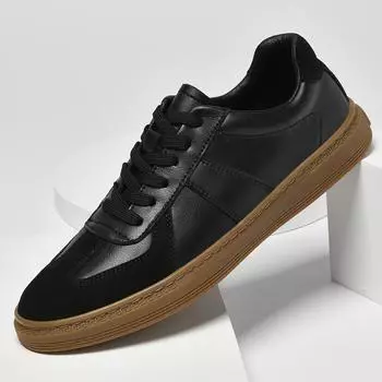2022 Высококачественная кожаная мужская обувь Модные кроссовки Мужская нескользящая повседневная обувь Мужская удобная черная обувь на плоской подошве из коровьей кожи Мужская обувь 38