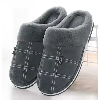 2022 Winter Men Home Slippers with Fur Warm Male Indoor Slippers Soft Thick Plush House Slippers for Men s Plus Size 50-51 42-43(25.1-26.0CM) коричневый
