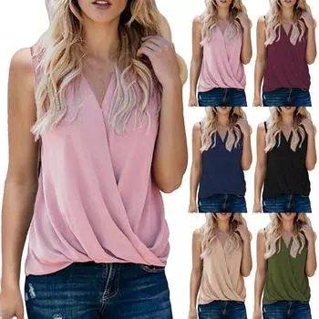 2022 Женская майка, летняя однотонная женская маленькая майка с v-образным вырезом внизу XXXL