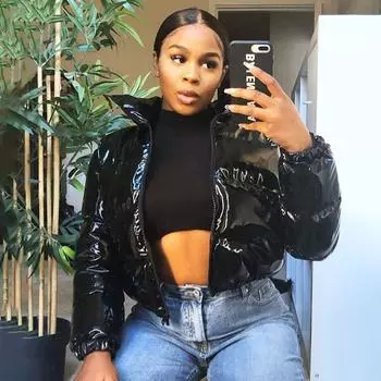 2022 женская зимняя теплая женская куртка-пуховик кожаные стеганые парки средней длины пуховик-бомбер на молнии повседневная тонкая шикарная верхняя одежда S коричневый