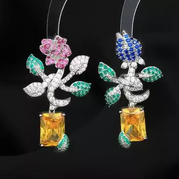 2022 женские преувеличенные элегантные серьги-капли с большими цветами, серьги-подвески из серебра 925 пробы с иглами, темпераментные серьги-подвески, женские ювелирные изделия в подарок жёлтый