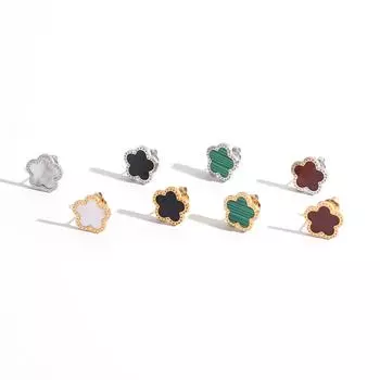 2022 женские трендовые новые роскошные серьги с цветком клевера из нержавеющей стали для женщин, модные ювелирные изделия золотого, серебряного цвета, белые ракушки