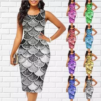 2022 женское платье на бретельках, летние платья с принтом, обтягивающие облегающие платья без рукавов, сексуальная модная верхняя одежда 6XL синий