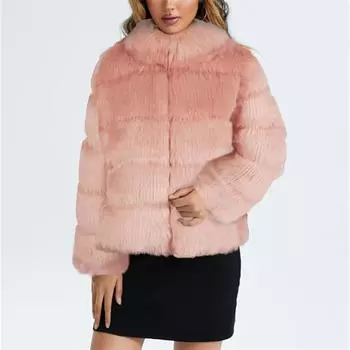 2022 зимняя мода для отдыха, толстая теплая шикарная пушистая верхняя одежда с меховым воротником, пальто, женское роскошное пальто из искусственного лисьего меха, женские куртки S чёрный