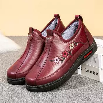 2022 зимняя новая обувь для матери среднего и пожилого возраста, хлопковая обувь, женские утепленные плюшевые удобные теплые зимние сапоги 35 чёрный